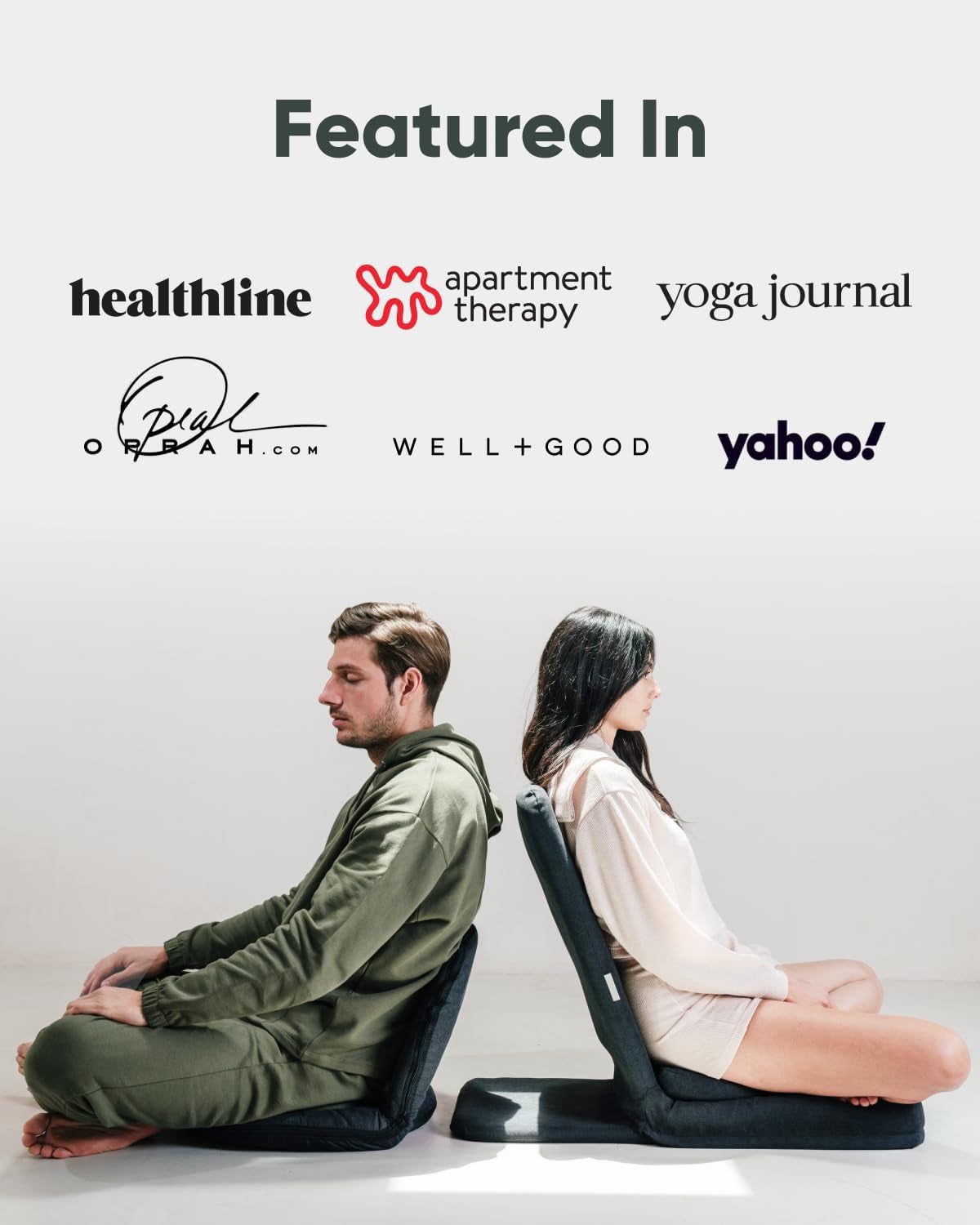 Mindful Modern Folding Pro Meditation Chair - Adjustable Meditation Seat with Back Support and Half Moon Buckwheat Meditation Cushion - Comfortable Mindfulness Living Room Floor Chair