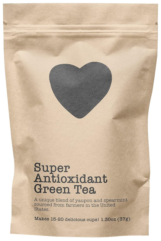 Super Antioxidant Green Tea, 15-20 Servings, Eco-Conscious Zip Pouch, Contains Caffeine, Pure Loose Leaf Tea Grown in America, 1.30 Ounce (Small)