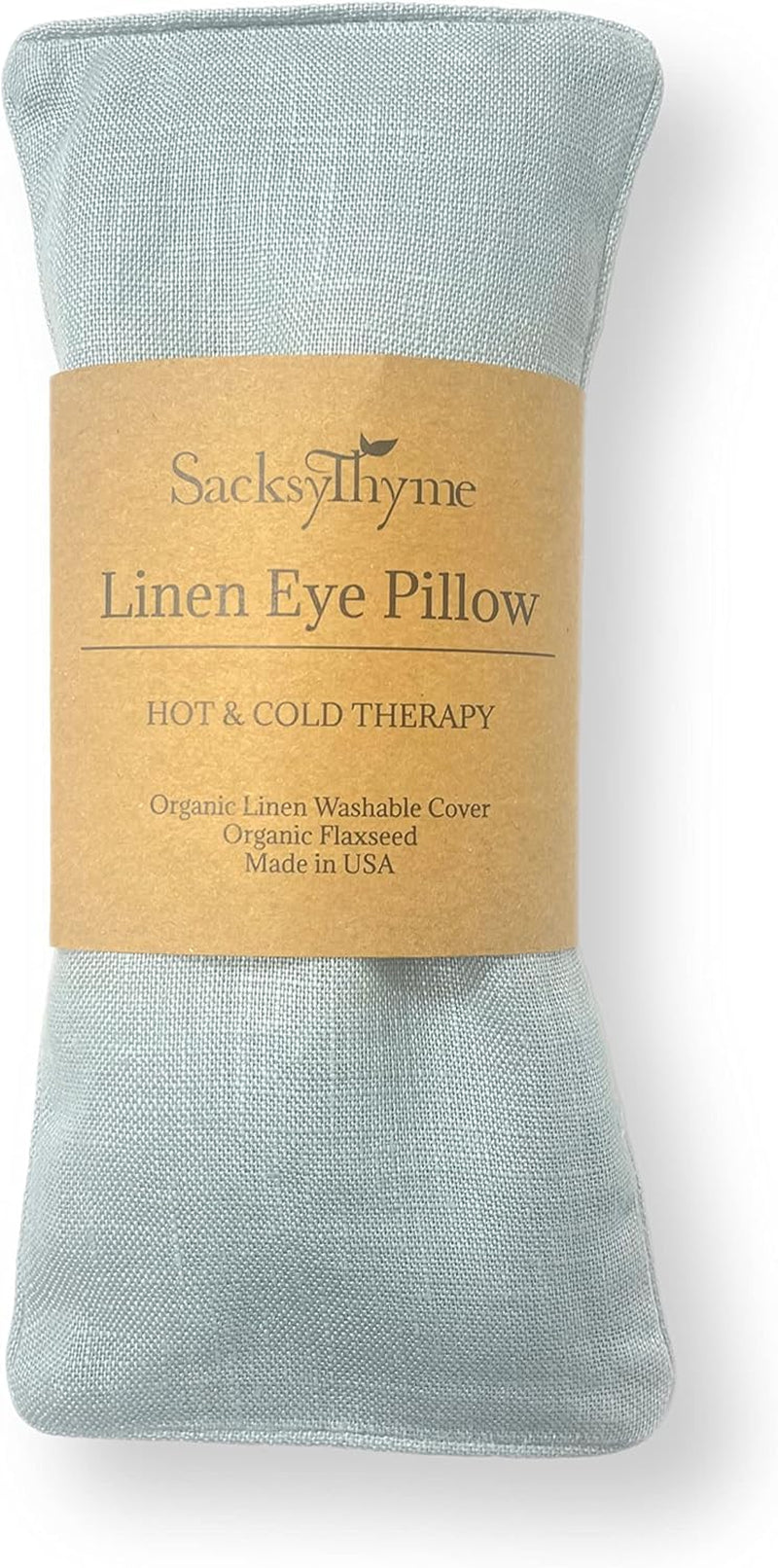 Sacksy Thyme Organic Linen Eye Pillow - Lavender & Flaxseed for Relaxation, Yoga, Stress Relief - Microwavable Heating Pad & Cool Compress - Made in USA - Gifts for Meditation