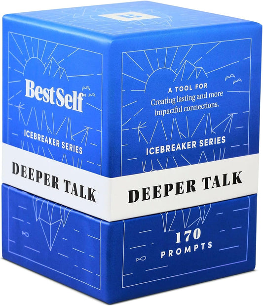 Bestself Icebreaker Deeper Talk Deck - Conversation Starter Card Pack to Deepen Friendships with 170 Prompts to Create Real Conversations for Friends, Coworkers, Family, Dates