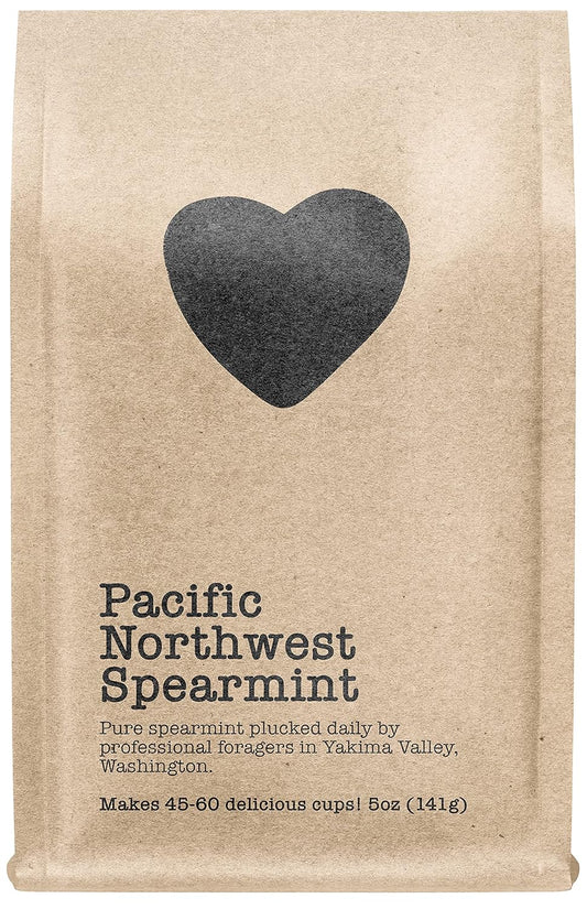 Pacific Northwest Spearmint, 45-60+ Servings, Eco-Conscious Zip Pouch, Caffeine Free, Pure Loose Leaf Tea Grown in America, 5.0 Ounce (Medium)