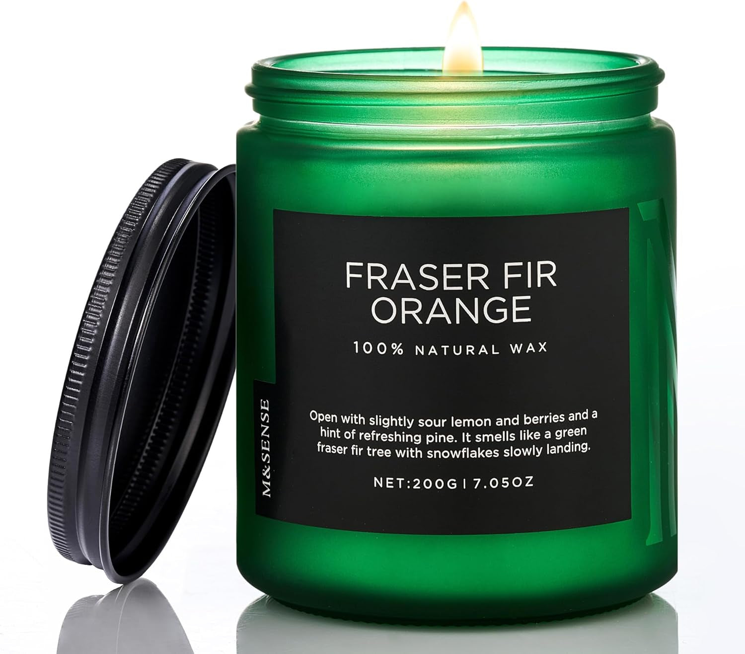 M&SENSE Santal Spruce Christmas Scented Candle, 11.6Oz 70 Hours Burn Non Toxic Natural Soy Wax, 2 Cotton Wick Candle for Winter Holiday Housewarming Gifts for Family Friends Teachers