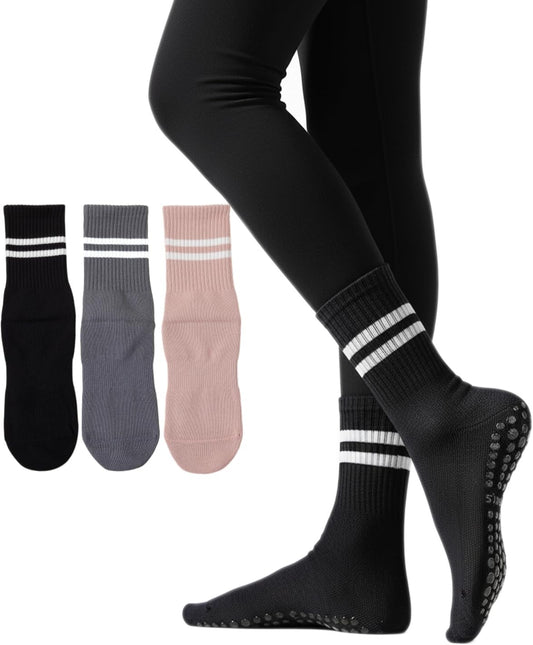 Irisbear Womens Pilates Socks with Grips Non Slip Yoga Socks Barre Gym Athletic Grippy Socks for Women