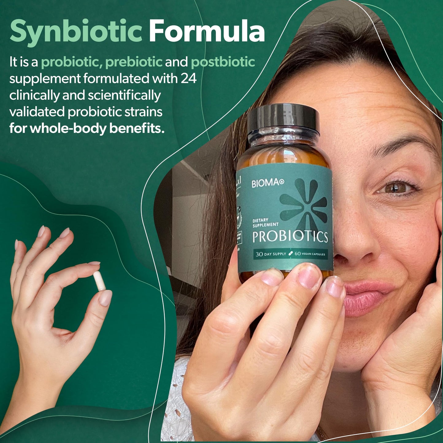 BIOMA Probiotics Digestive Health Gut Support for Men & Women 60 Capsules