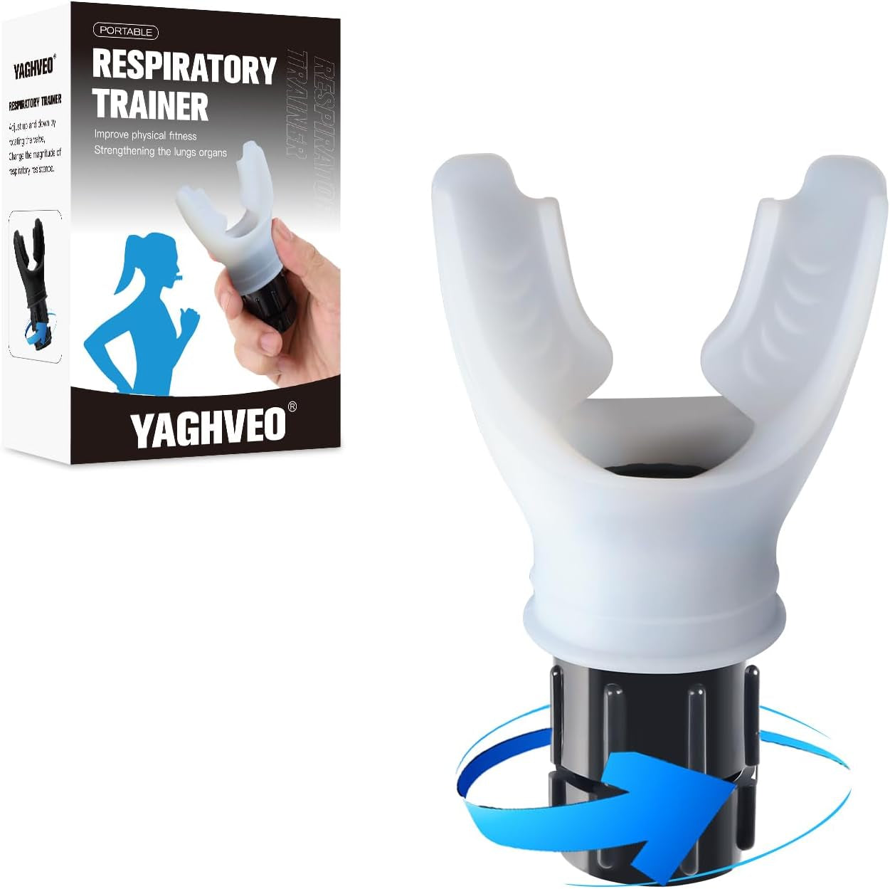 Breathe Trainer,Muscle Trainer,Portable Adjustable Trainer for and Muscular Exercise - Suitability Running Daily Fitness Training, Easy to Clean,For All（Black）