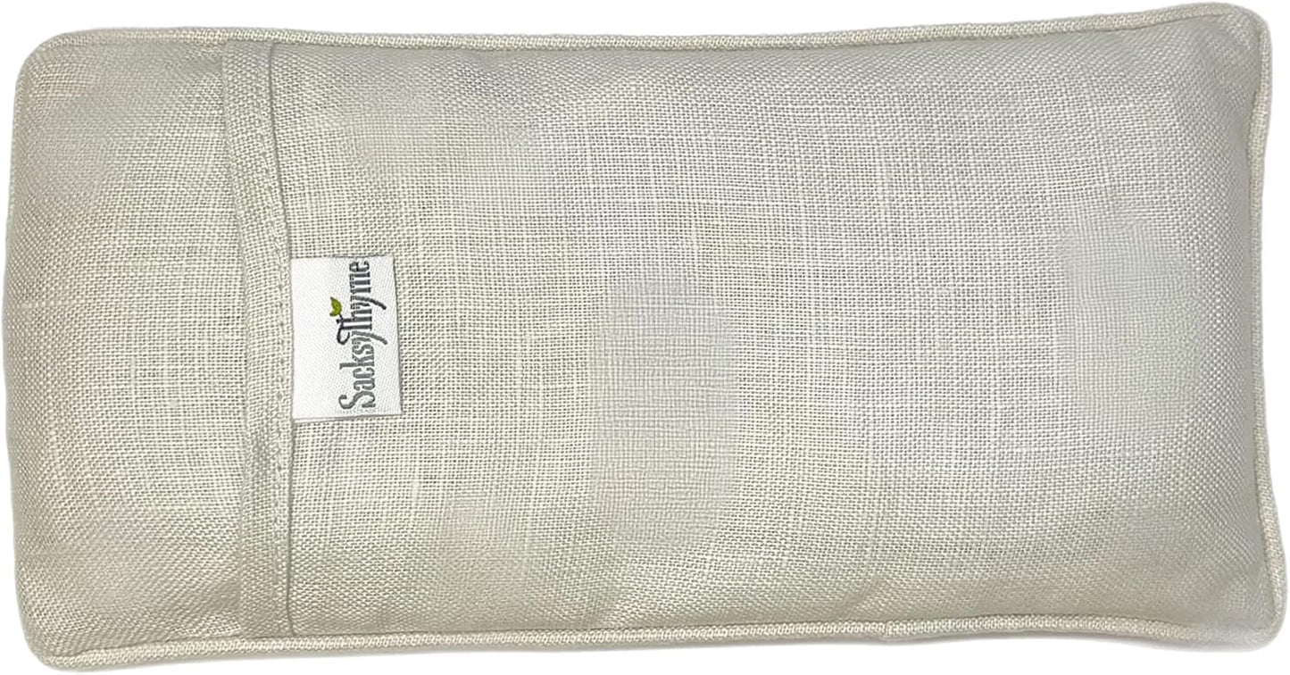 Sacksy Thyme Organic Linen Eye Pillow - Lavender & Flaxseed for Relaxation, Yoga, Stress Relief - Microwavable Heating Pad & Cool Compress - Made in USA - Gifts for Meditation