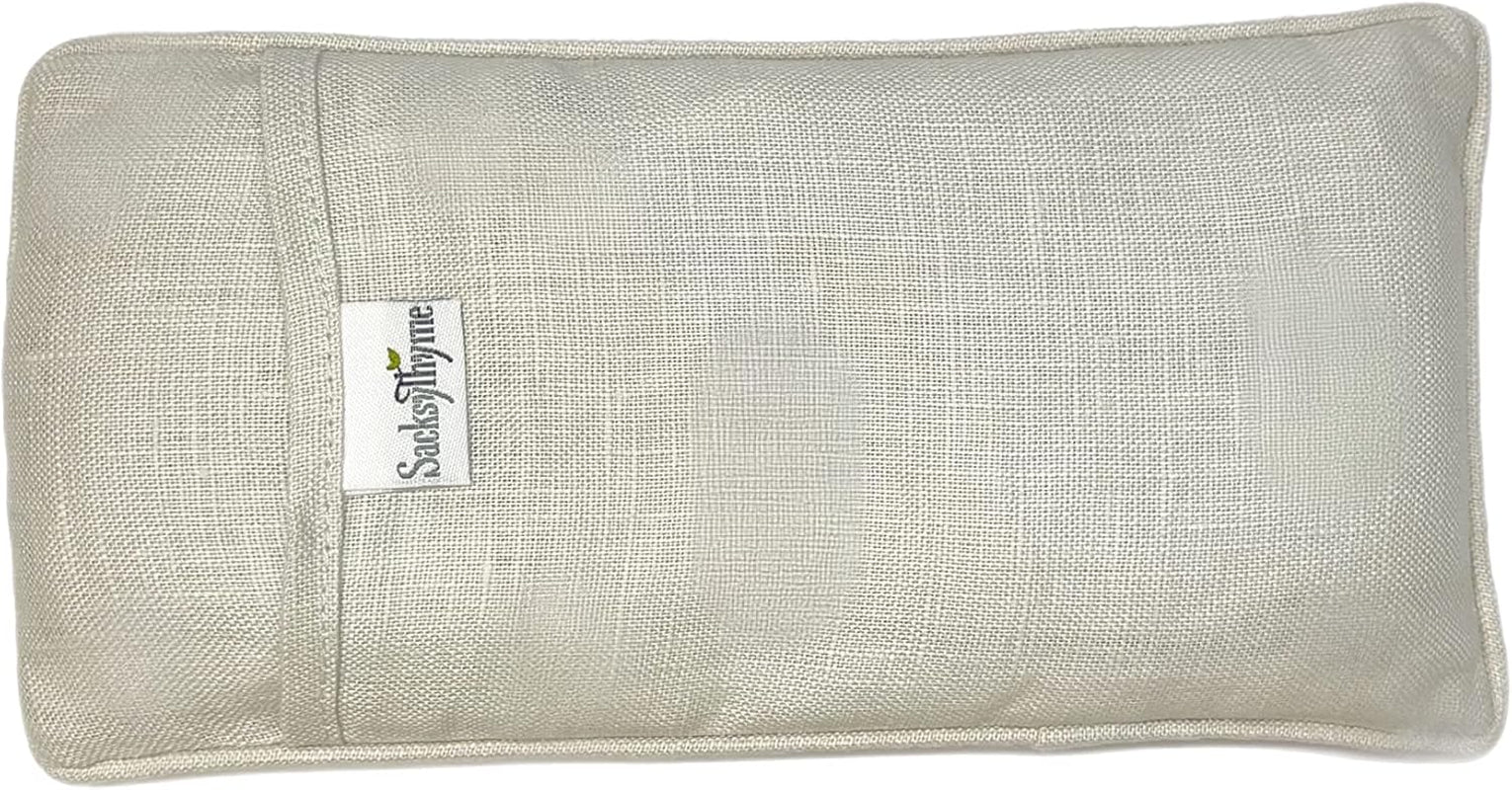 Sacksy Thyme Organic Linen Eye Pillow - Lavender & Flaxseed for Relaxation, Yoga, Stress Relief - Microwavable Heating Pad & Cool Compress - Made in USA - Gifts for Meditation