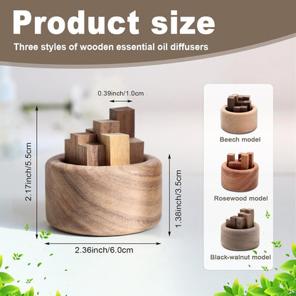 3 Pieces Wood Diffuser for Essential Oils, Aromatherapy Diffuser Black Walnut Wood for Home Office Bedroom Car