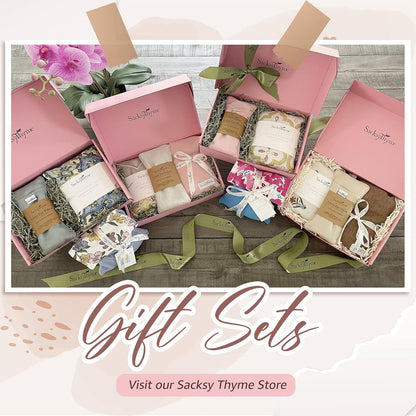 Sacksy Thyme Organic Linen Eye Pillow - Lavender & Flaxseed for Relaxation, Yoga, Stress Relief - Microwavable Heating Pad & Cool Compress - Made in USA - Gifts for Meditation