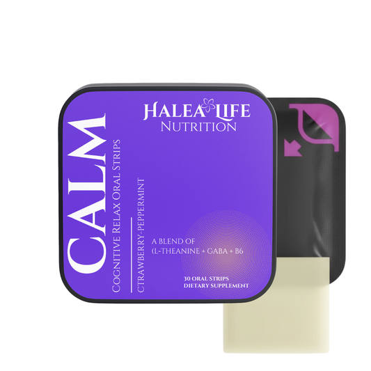 Calm and focus dissolvable strips with L-theanine, GABA and vitamin B6