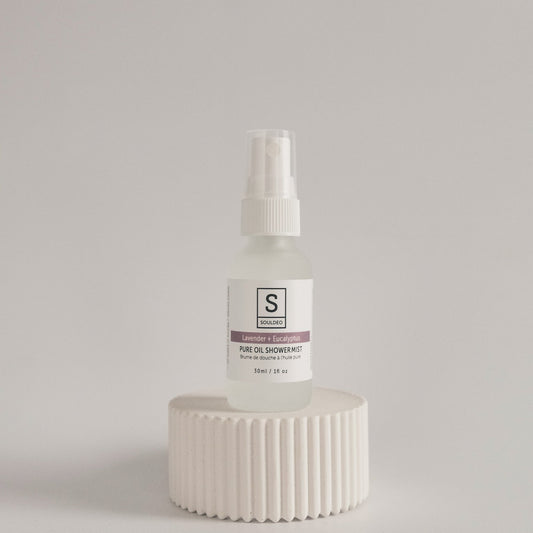 Lavender and eucalyptus shower mist for calming aromatherapy and spa-like shower routines