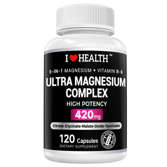5-in-1 magnesium complex supplement with vitamin B6 for relaxation, muscle support and daily wellness