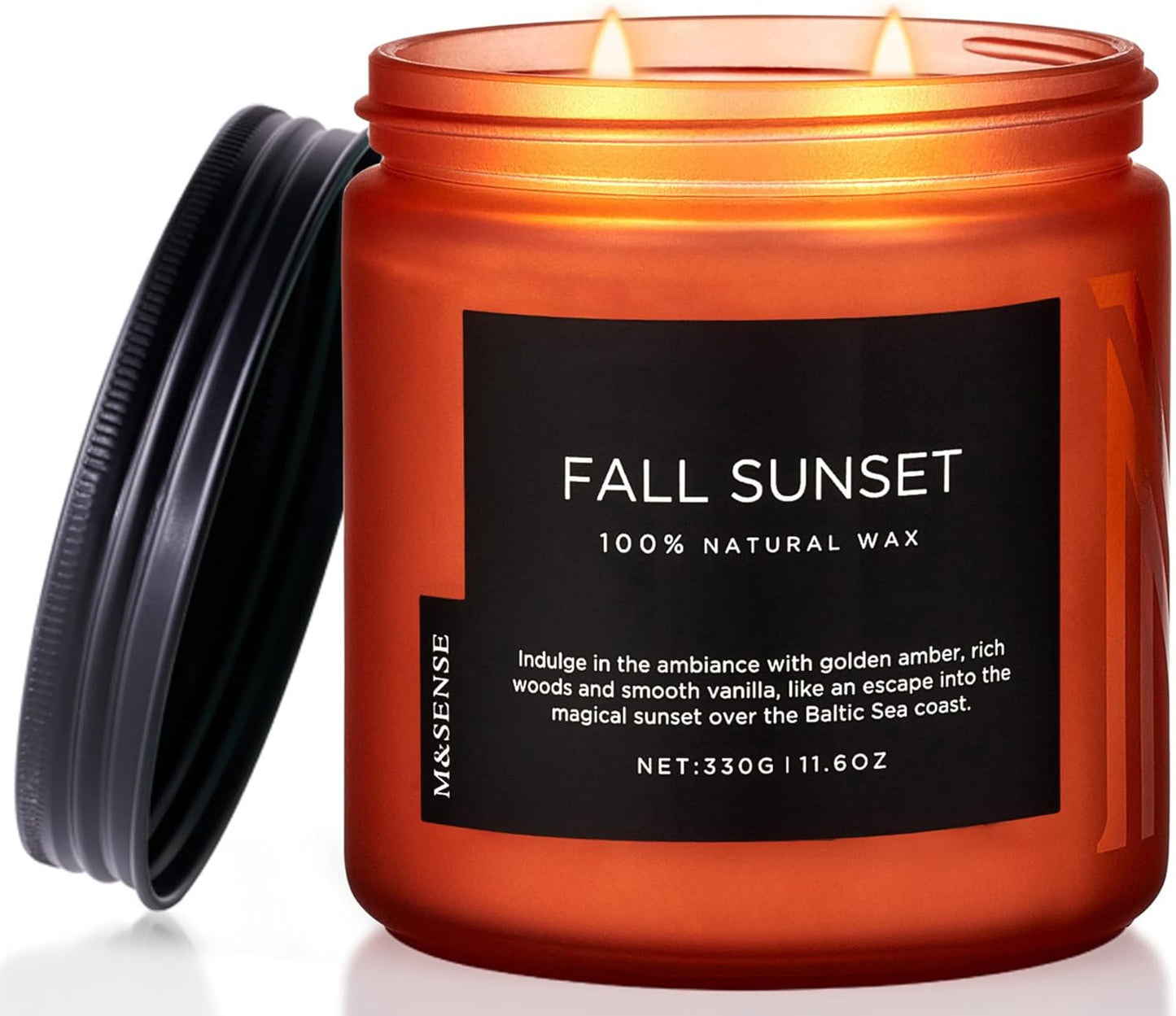 M&SENSE Santal Spruce Christmas Scented Candle, 11.6Oz 70 Hours Burn Non Toxic Natural Soy Wax, 2 Cotton Wick Candle for Winter Holiday Housewarming Gifts for Family Friends Teachers