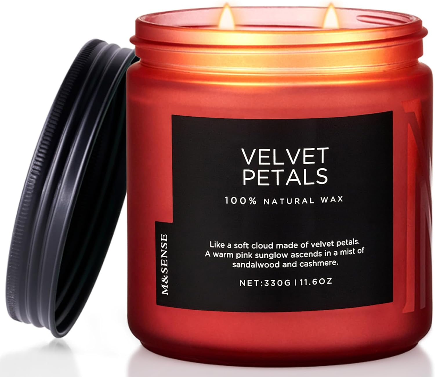 M&SENSE Santal Spruce Christmas Scented Candle, 11.6Oz 70 Hours Burn Non Toxic Natural Soy Wax, 2 Cotton Wick Candle for Winter Holiday Housewarming Gifts for Family Friends Teachers