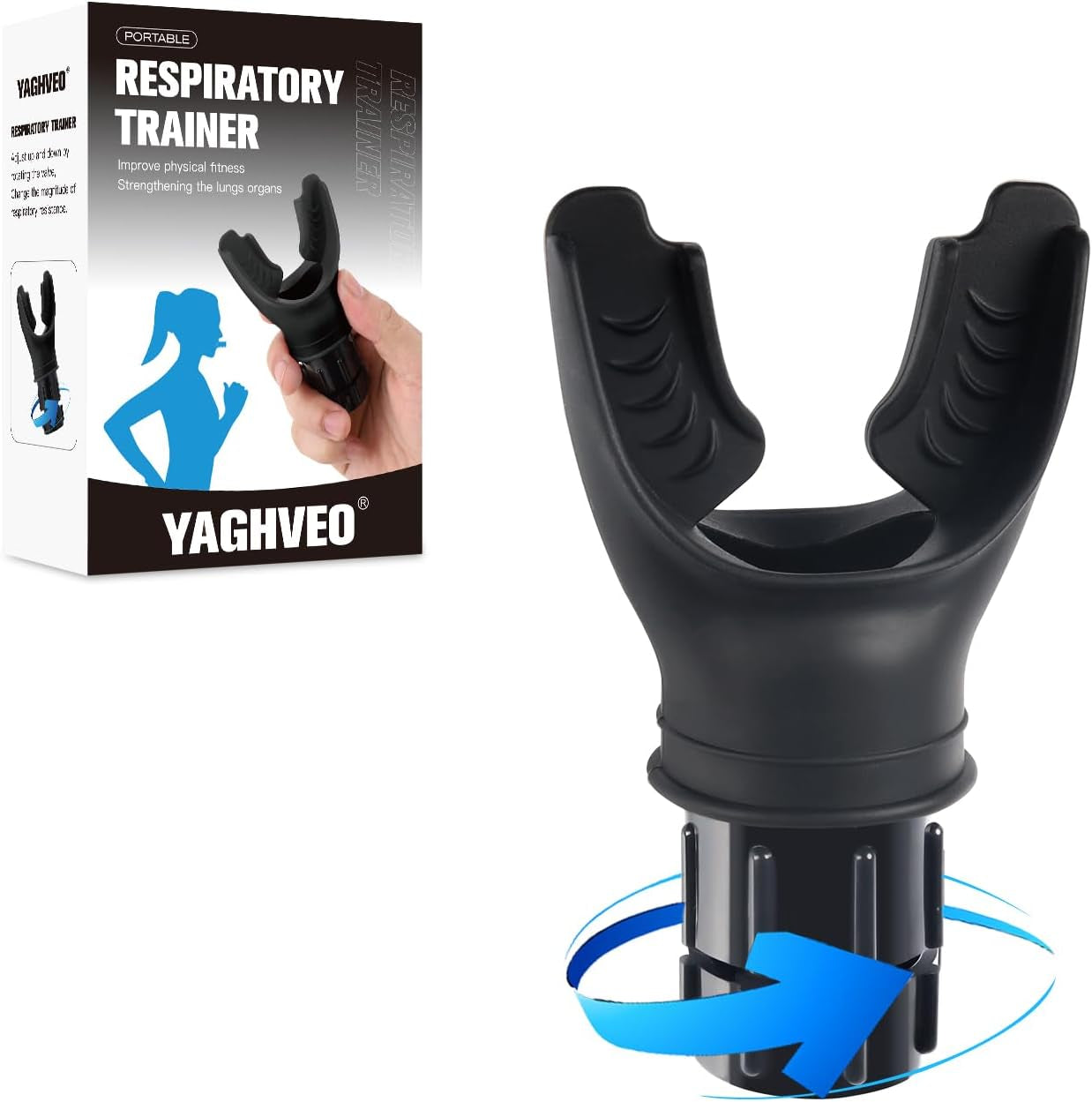 Breathe Trainer,Muscle Trainer,Portable Adjustable Trainer for and Muscular Exercise - Suitability Running Daily Fitness Training, Easy to Clean,For All（Black）