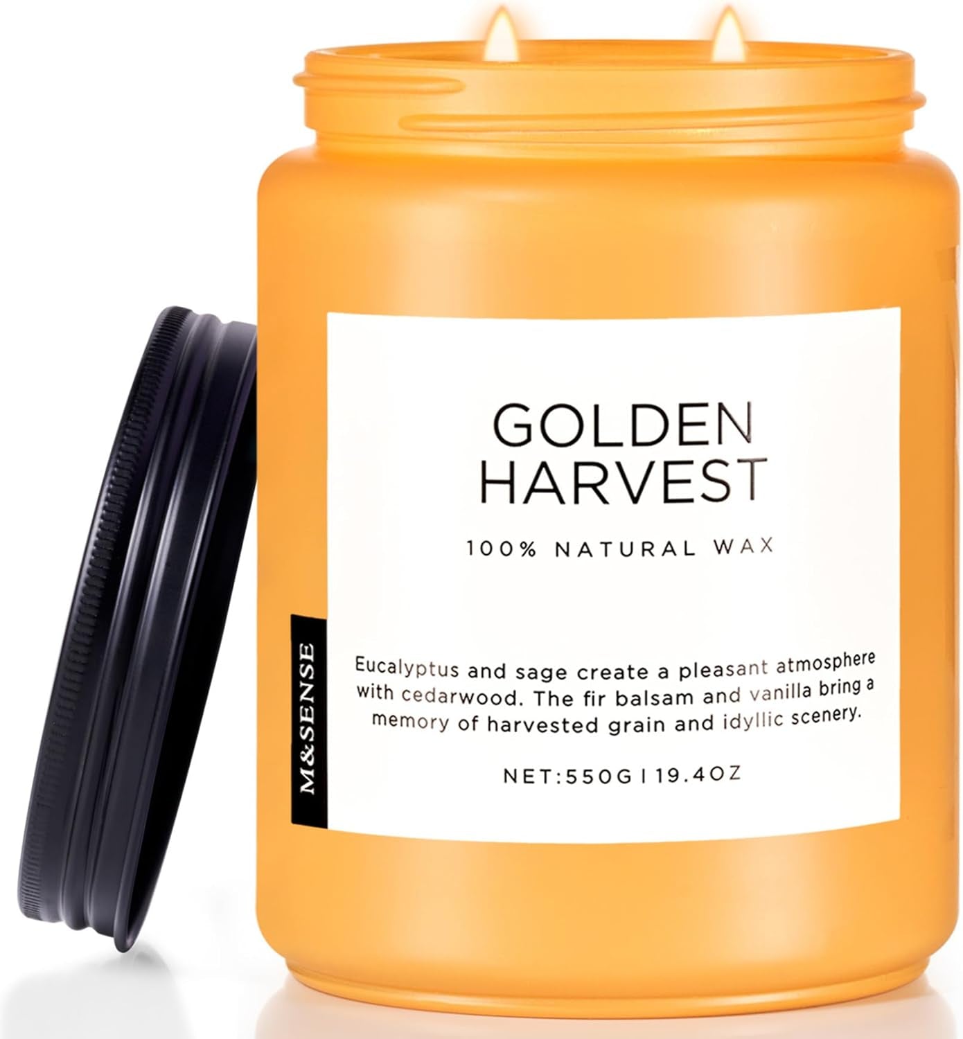 M&SENSE Santal Spruce Christmas Scented Candle, 11.6Oz 70 Hours Burn Non Toxic Natural Soy Wax, 2 Cotton Wick Candle for Winter Holiday Housewarming Gifts for Family Friends Teachers