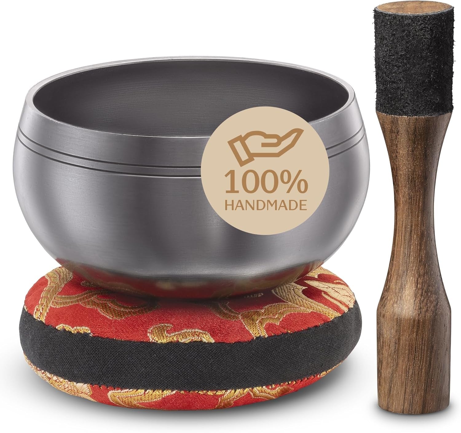 Handmade Tibetan Etched Singing Bowl Set – Sound Bowl & Meditation Bowl with Cushion, Mallet & Guide – Yoga Kit – Stress Relief Tools – Ancient Himalayan Meditation Tools