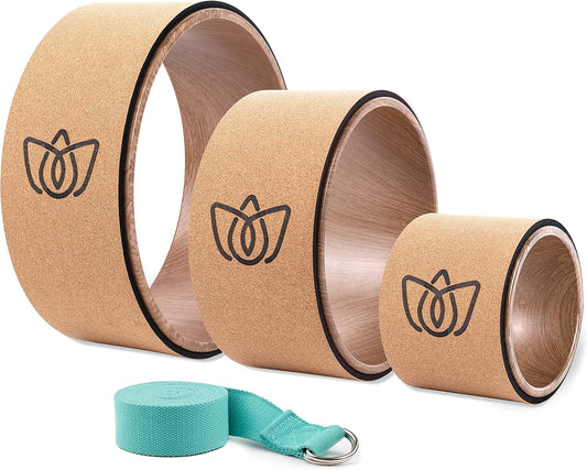Florensi Yoga Wheel (3-Pack) - Back Stretcher and Back Roller for Back Pain, Yoga Roller for Muscle Relaxation, Pain Relief, Cracking and Popping
