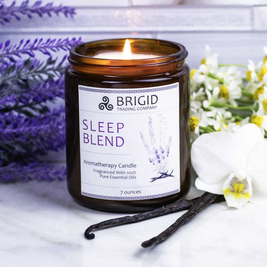 Sleep blend soy wax candle with lavender, chamomile and vanilla for calming evening routines