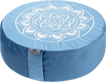 Florensi Meditation Cushion - Comfortable Floor Pillow - Traditional Tibetan Meditation Pillow with Beautiful Velvet Cover - Large Floor Cushion Seating for Adults - Premium Yoga Buckwheat Bolster
